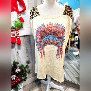 Ladies flowy cheetah print tank